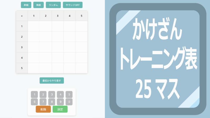 かけ算トレーニング表