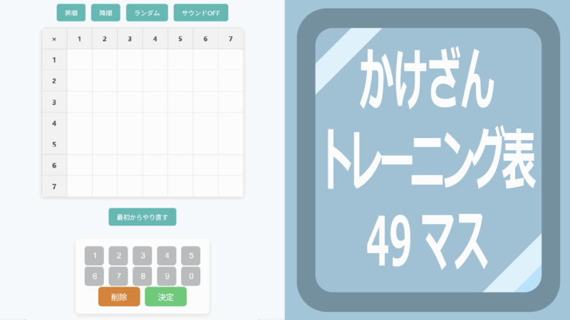 かけ算トレーニング表